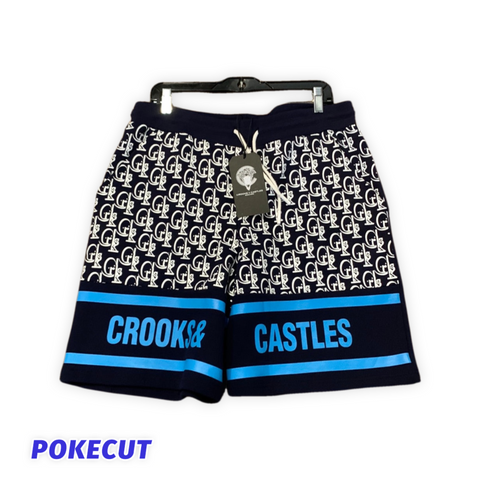 Short bleu marin a motifs