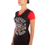 THE HONOURED V-NECK TEE BLACK AND RED