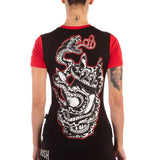 THE DEMISE V-NECK TEE BLACK AND RED