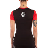 THE HONOURED V-NECK TEE BLACK AND RED