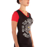 THE HONOURED V-NECK TEE BLACK AND RED