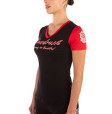 THE DEMISE V-NECK TEE BLACK AND RED