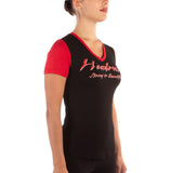 THE DEMISE V-NECK TEE BLACK AND RED